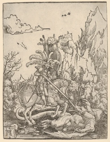 Saint George Killing the Dragon by Albrecht Altdorfer, print, 1511