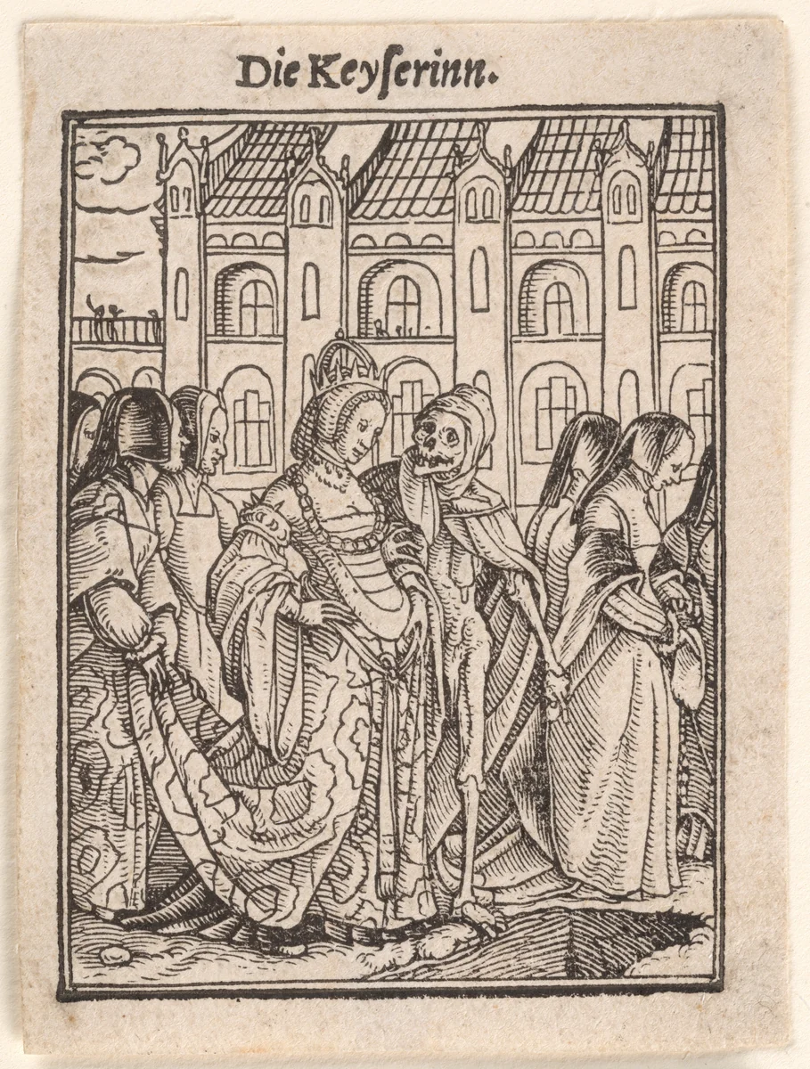 The Empress, from "The Dance of Death" by Hans Holbein the Younger, print, 1521-1538