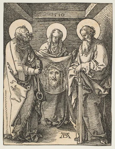 Saint Veronica between Saints Peter and Paul, from "The Small Passion" by Albrecht Dürer, print, 1510