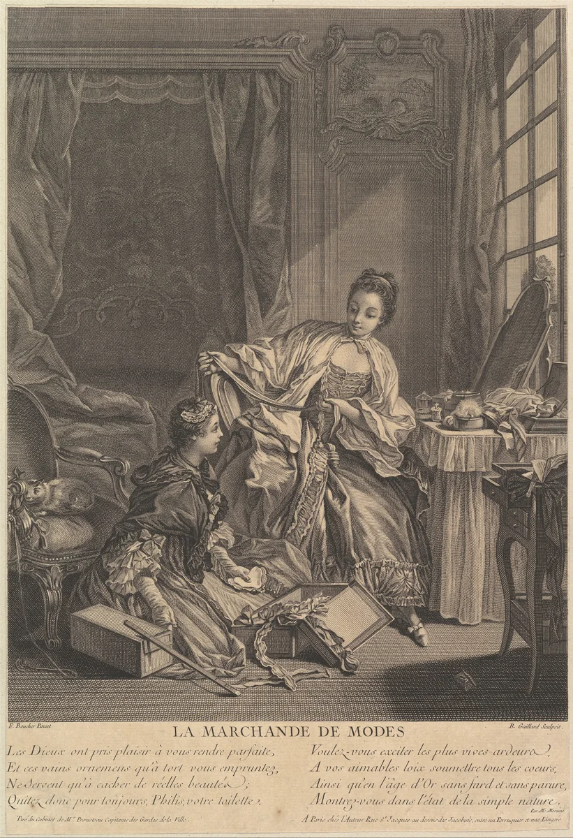 Fashion Merchant by René Gaillard, print, 1746-1755