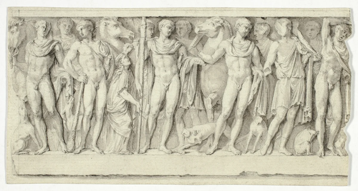 Copy after Sarcophagus by Unknown Artist, drawing, 1701-1800
