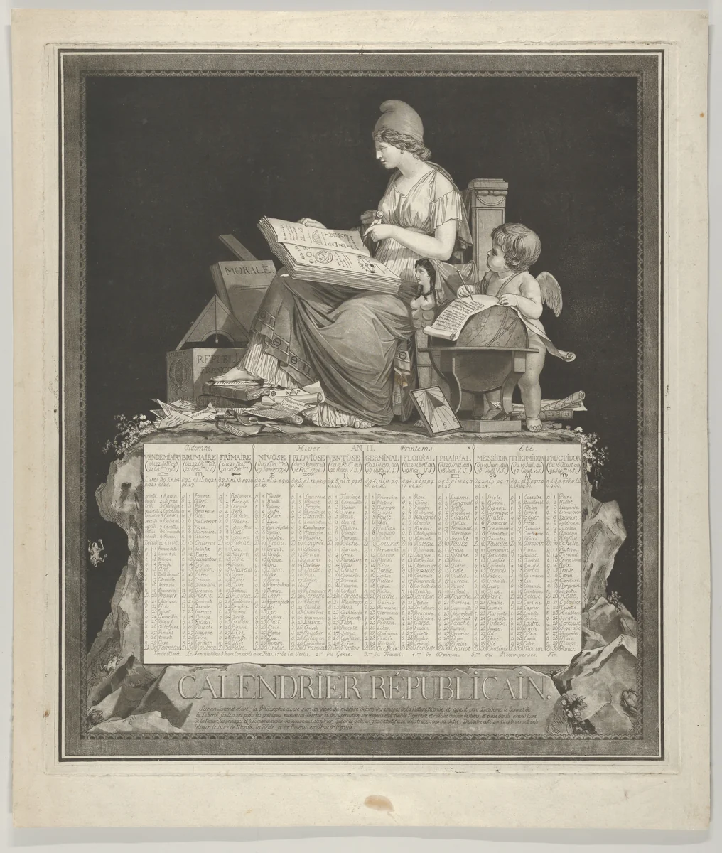 Revolutionary Calendar by Louis Philibert Debucourt, print, 1793
