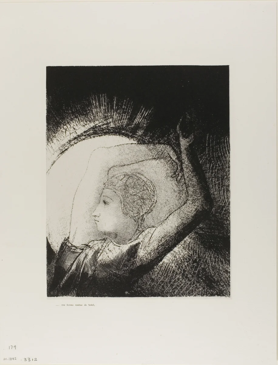 A Woman Clothed With the Sun, plate 6 of 12 by Odilon Redon, print, 1899