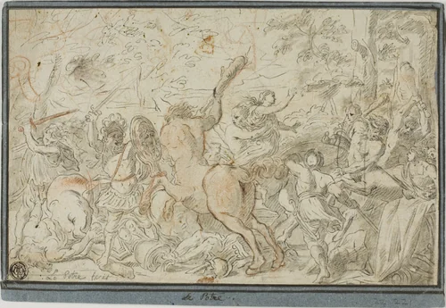 Battle of Lapiths and Centaurs by Jean Le Pautre, drawing, 1638-1682