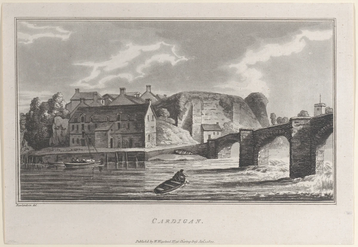 Cardigan, from "Remarks on a Tour to North and South Wales, in the year 1797" by John Hill, print, 1800