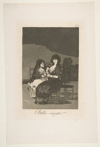 A pretty piece of advice (Bellos consejos), plate 15 from "Los Caprichos" by Goya, print, 1799