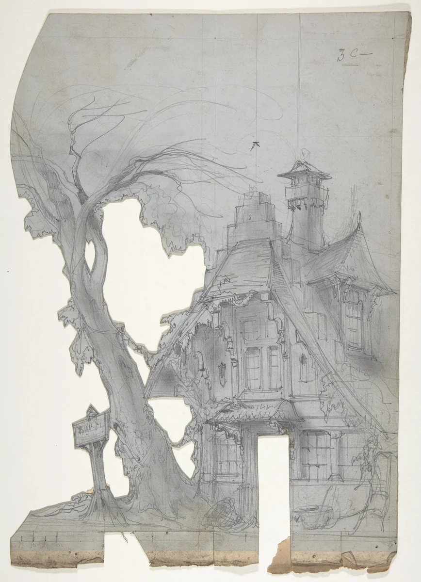 Design for a Stage Set at the Opéra, Paris by Eugène Cicéri, drawing, 1830-1890