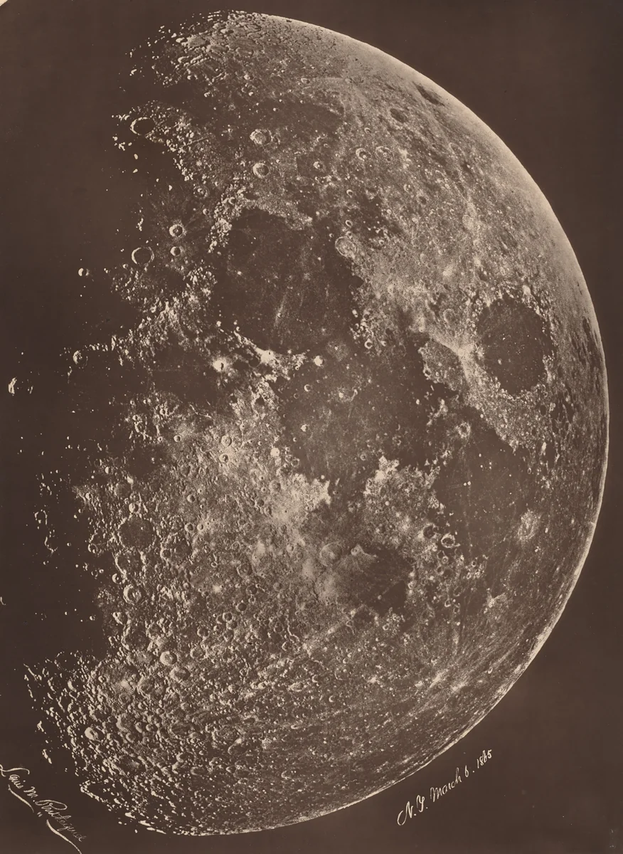 Photographie de la lune a son 1er Quartier by Lewis M. Rutherfurd, photograph, 1865
