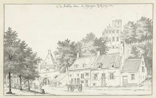 De Hoenderpoort te Nijmegen by Jan de Beijer, drawing, 1752