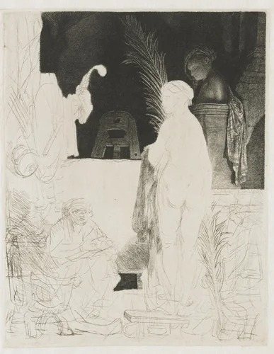 The artist drawing from the model by Rembrandt van Rijn, print, 1639