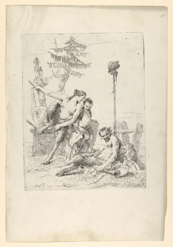 Satyr Family (Pan and his Family), from the Scherzi by Giovanni Battista Tiepolo, print, 1738-1755