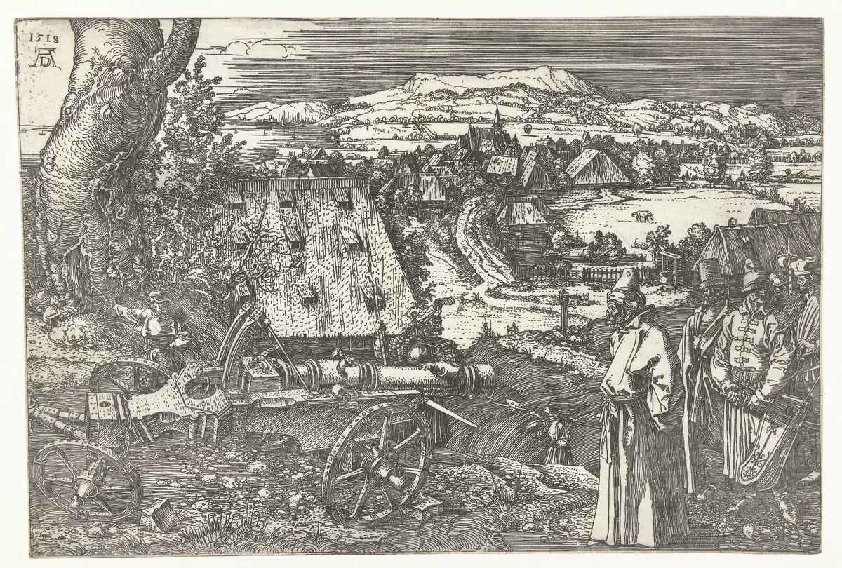 Landschap met kanon by Unknown, print, 1518