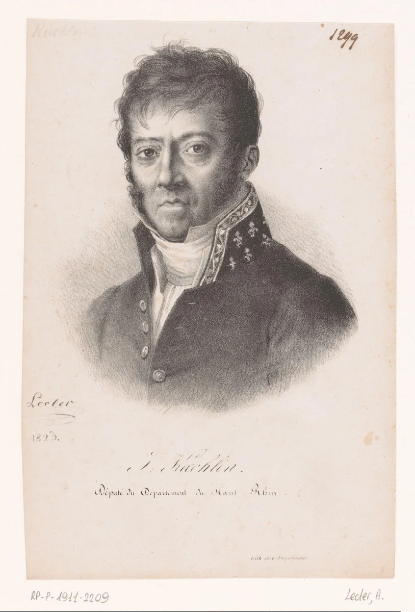 Portret van Jacques Koechlin by Auguste Toussaint Lecler, print, 1823
