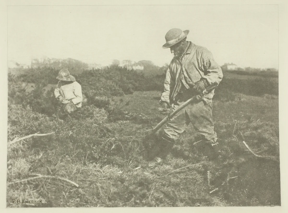 Furze-Cutting on a Suffolk Common by Peter Henry Emerson, print, 1883-1887