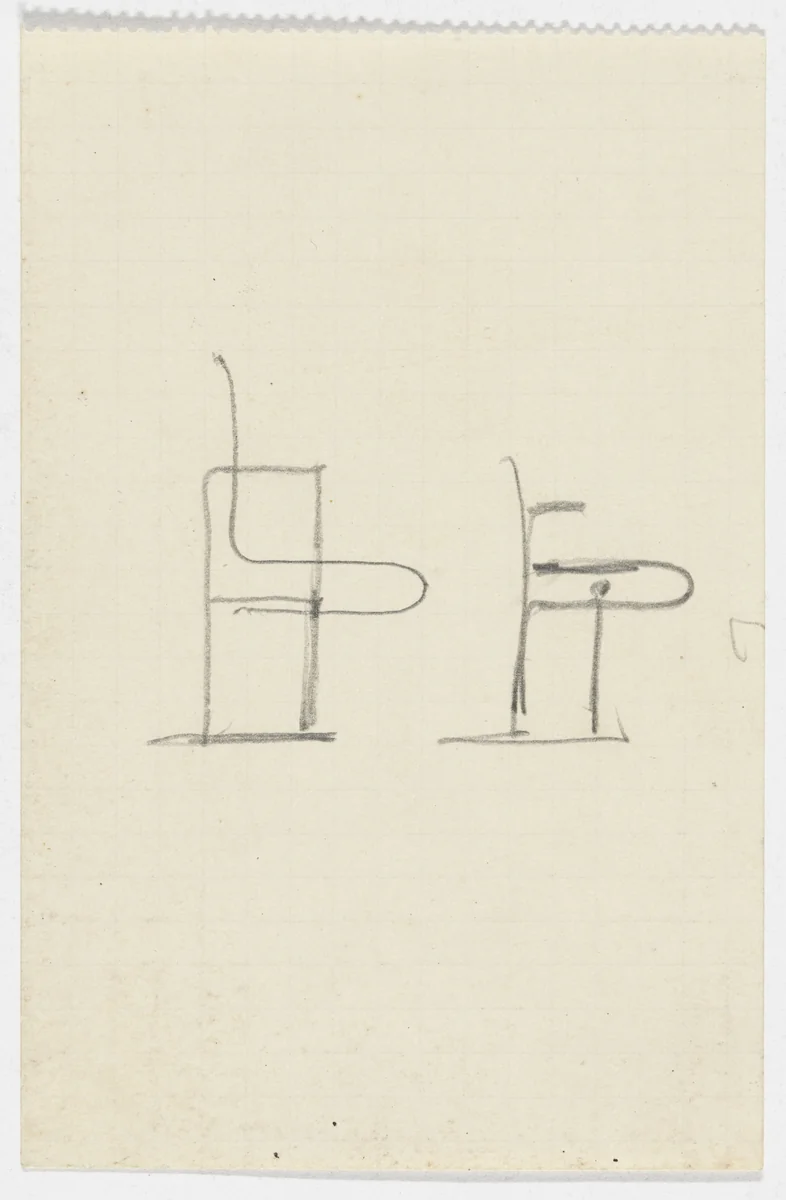 Chair with Arms (Two elevation sketches) by Ludwig Mies van der Rohe, mies van der rohe archive, 1926