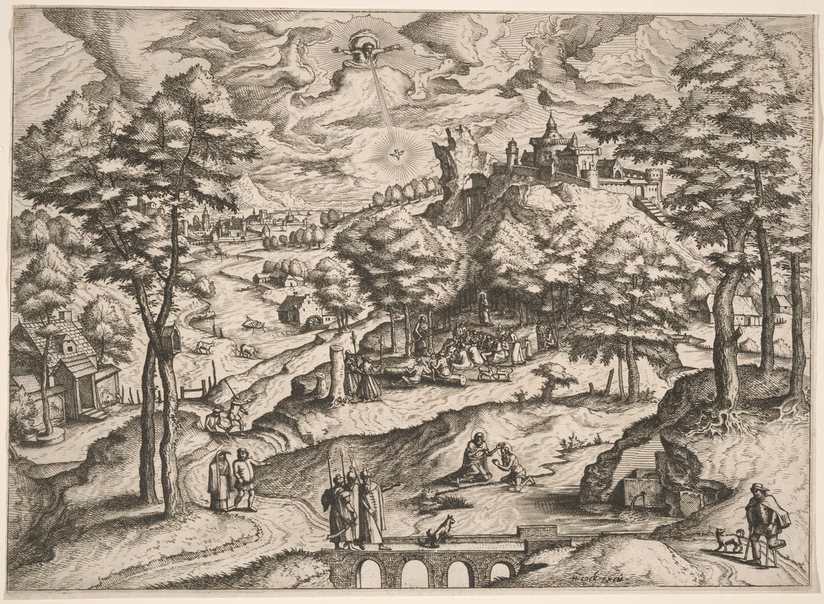 Landscape with the Baptism of Christ by Johannes van Doetechum
Lucas van Doetechum
Lucas Gassel
Hieronymus Cock, print, 1557-1567
