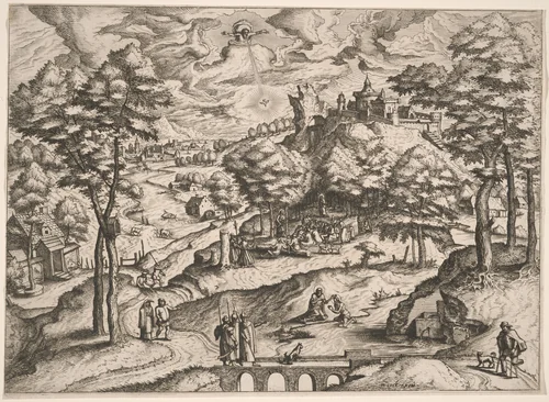 Landscape with the Baptism of Christ by Johannes van Doetechum
Lucas van Doetechum
Lucas Gassel
Hieronymus Cock, print, 1557-1567