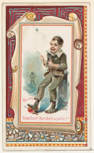 Kite Time, "Great Scott! But she's a pullin!!" from the Terrors of America set (N136) issued by Duke Sons & Co. to promote Honest Long Cut Tobacco by W. Duke, Sons & Co., print, 1888-1889