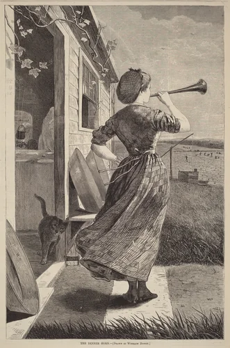 The Dinner Horn by Winslow Homer, print, 1870