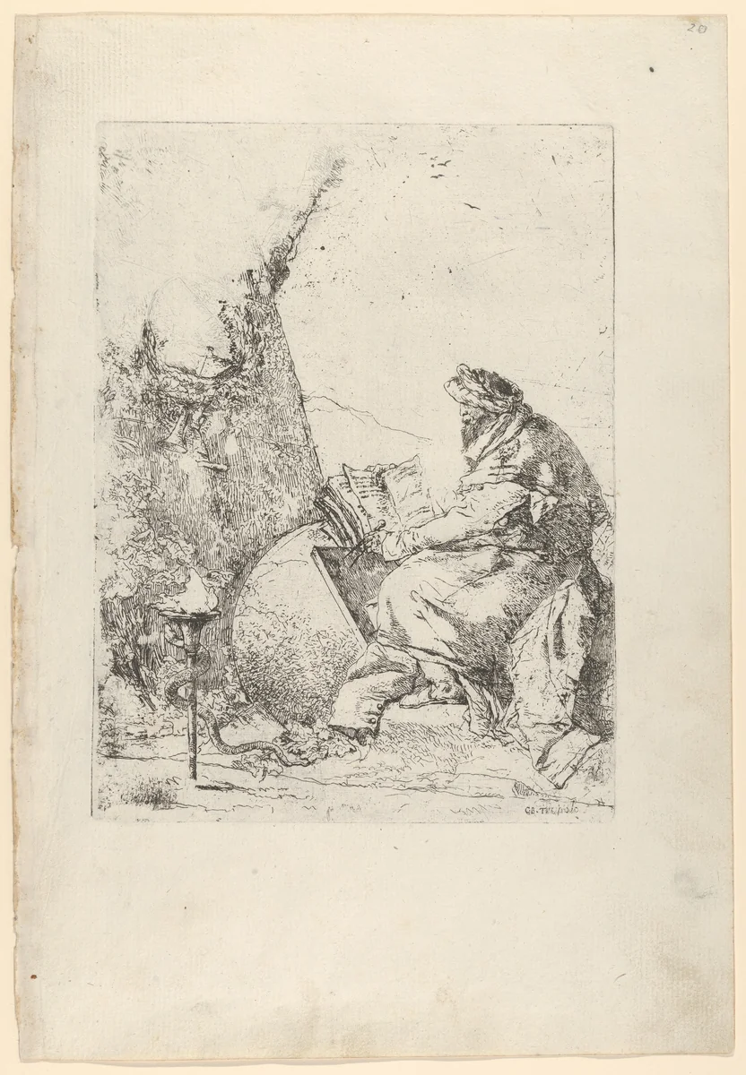 The Philosopher, from the Scherzi by Giovanni Battista Tiepolo, print, 1725-1780