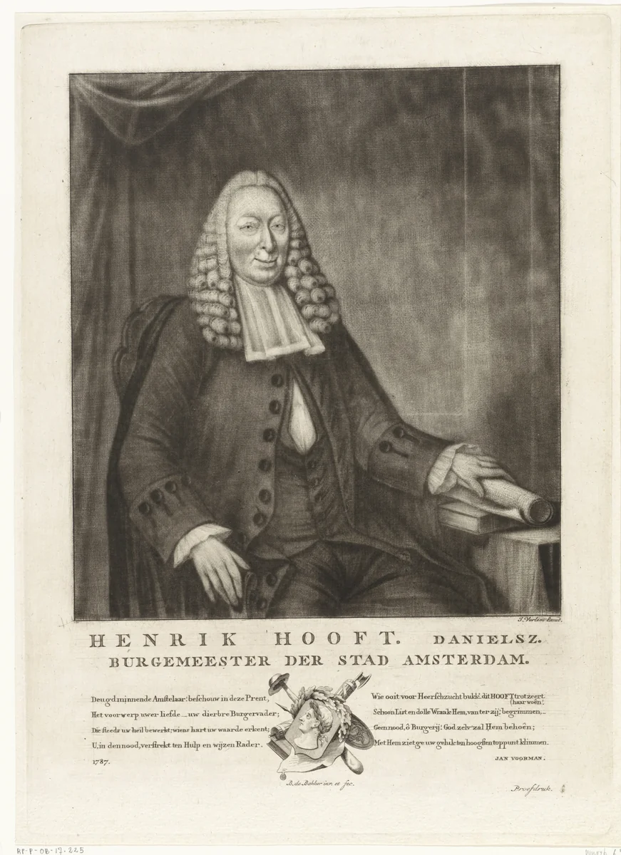 Portret van Hendrik Danielsz. Hooft by Rienk Jelgerhuis, print, 1787