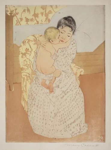 Maternal Caress by Mary Cassatt, print, 1890-1891