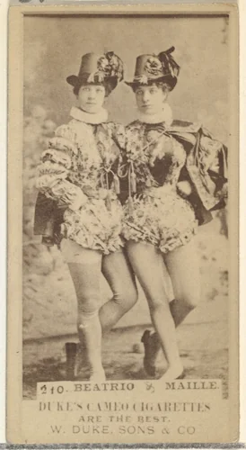 Card Number 210, Miss Beatrio and Miss Maille, from the Actors and Actresses series (N145-5) issued by Duke Sons & Co. to promote Cameo Cigarettes by W. Duke, Sons & Co., photograph, 1880-1889