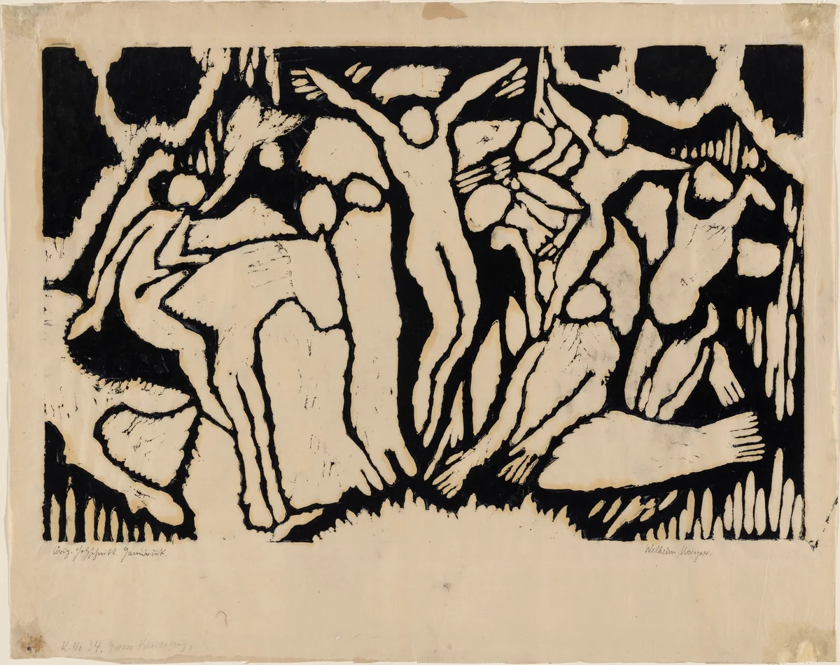 Crucifixion with Horseback Rider by Wilhelm Morgner, print, 1908-1918