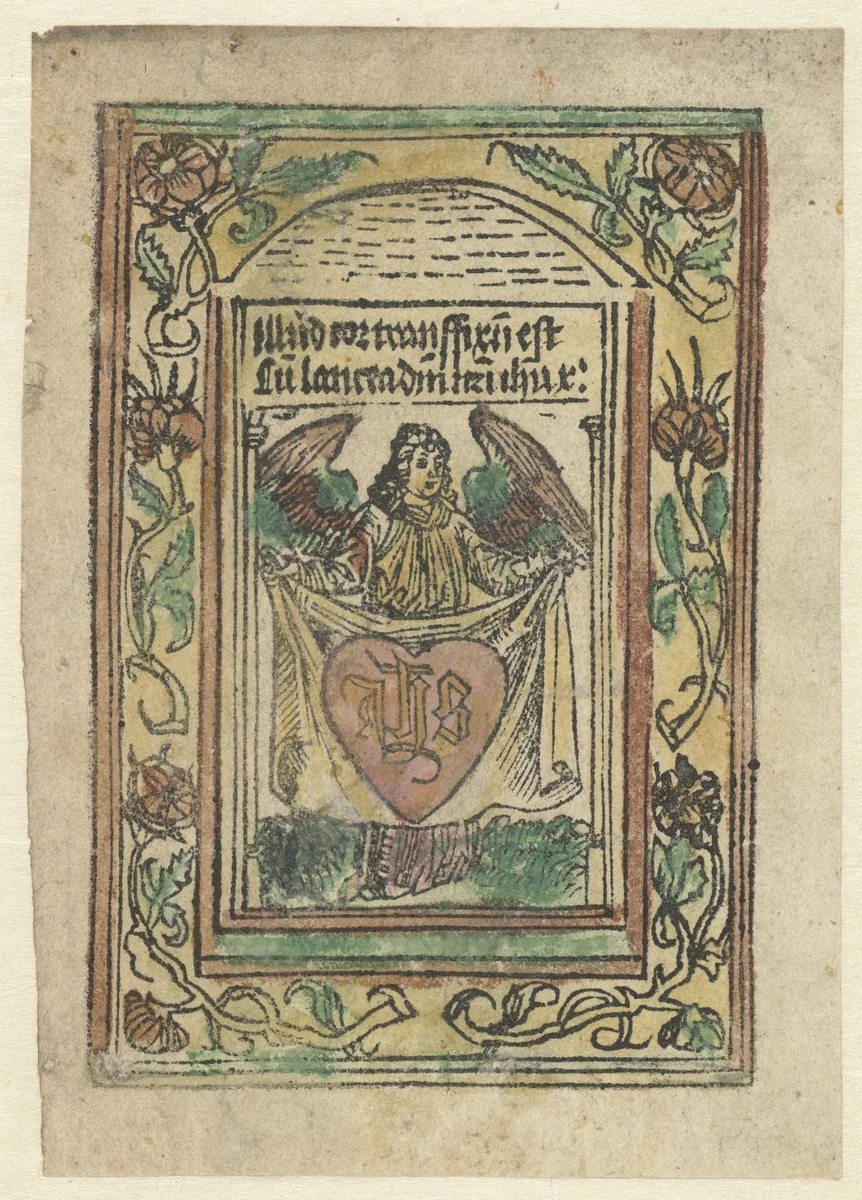 Engel met heilig hart by anonymous, print, 1490-1510
