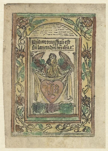 Engel met heilig hart by anonymous, print, 1490-1510