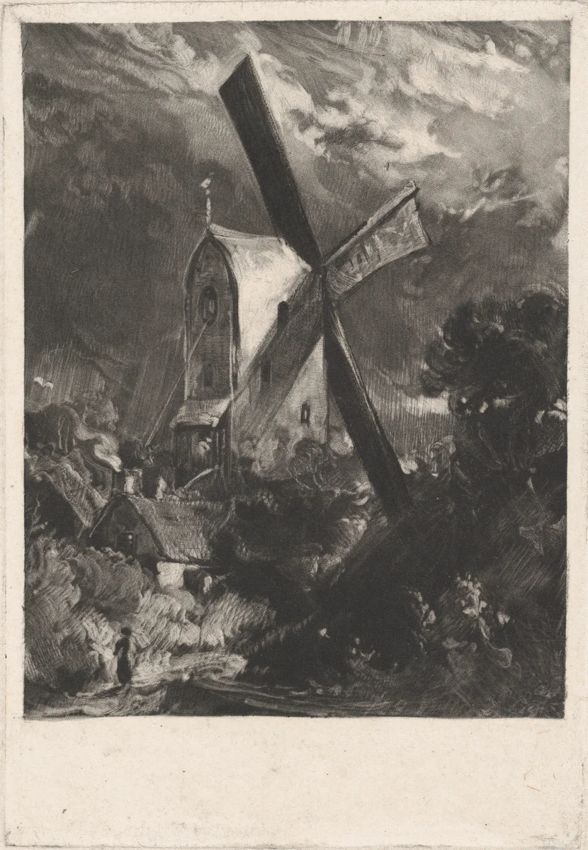 Mill Near Brighton by David Lucas, print, 1829