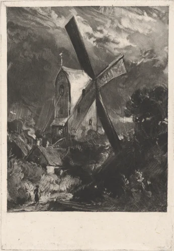 Mill Near Brighton by David Lucas, print, 1829