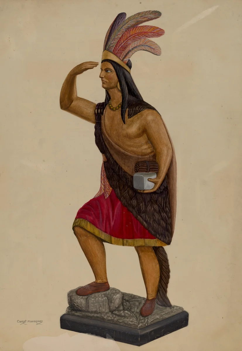 Cigar Store Indian by Chris Makrenos, index of american design, 1937
