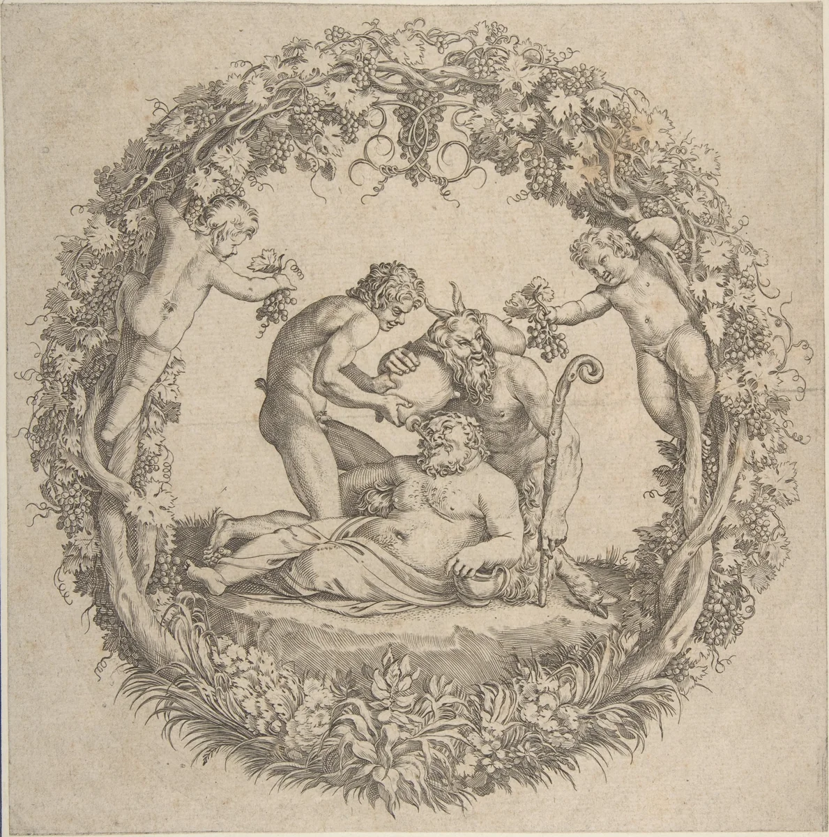 The Drunken Silenus by Annibale Carracci, print, 1560-1609