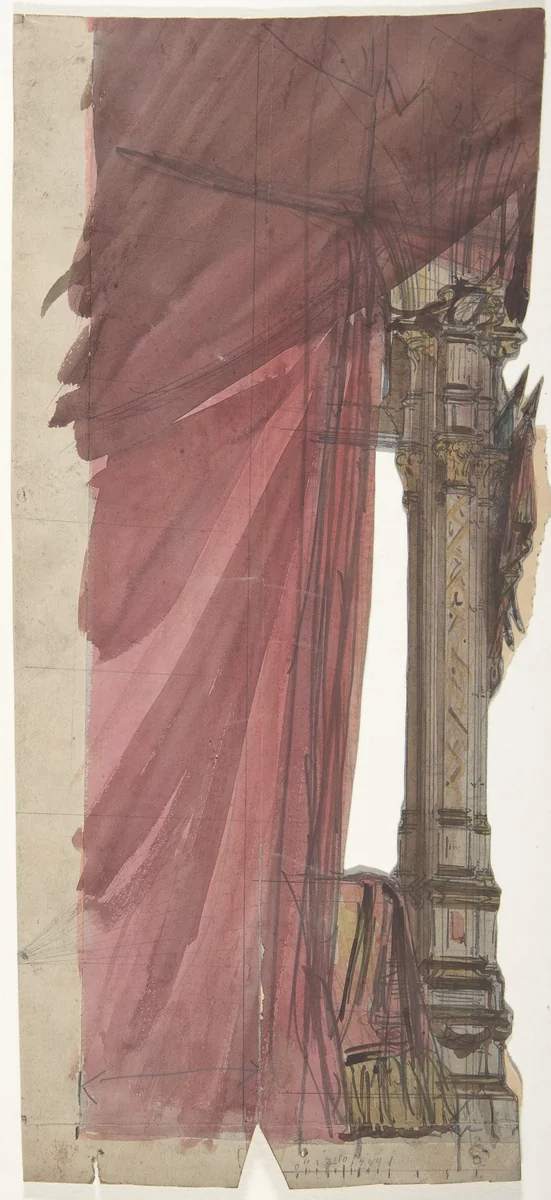 Design for a Stage Set at the Opéra, Paris by Eugène Cicéri, drawing, 1830-1890