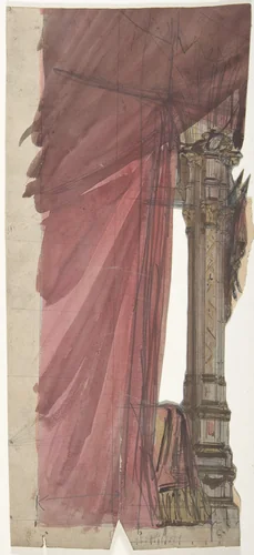 Design for a Stage Set at the Opéra, Paris by Eugène Cicéri, drawing, 1830-1890