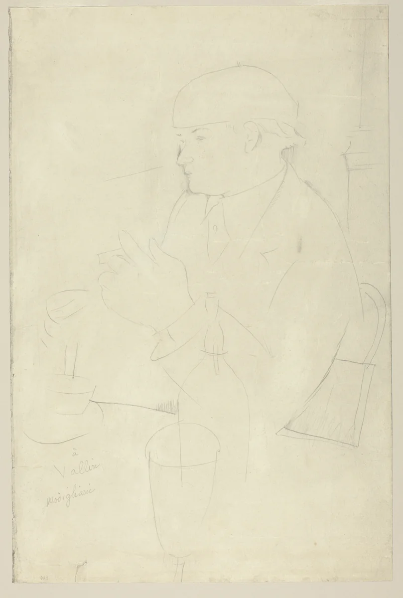 Portrait of Vallin by Amedeo Modigliani, drawing, 1918