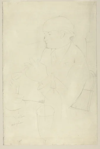 Portrait of Vallin by Amedeo Modigliani, drawing, 1918
