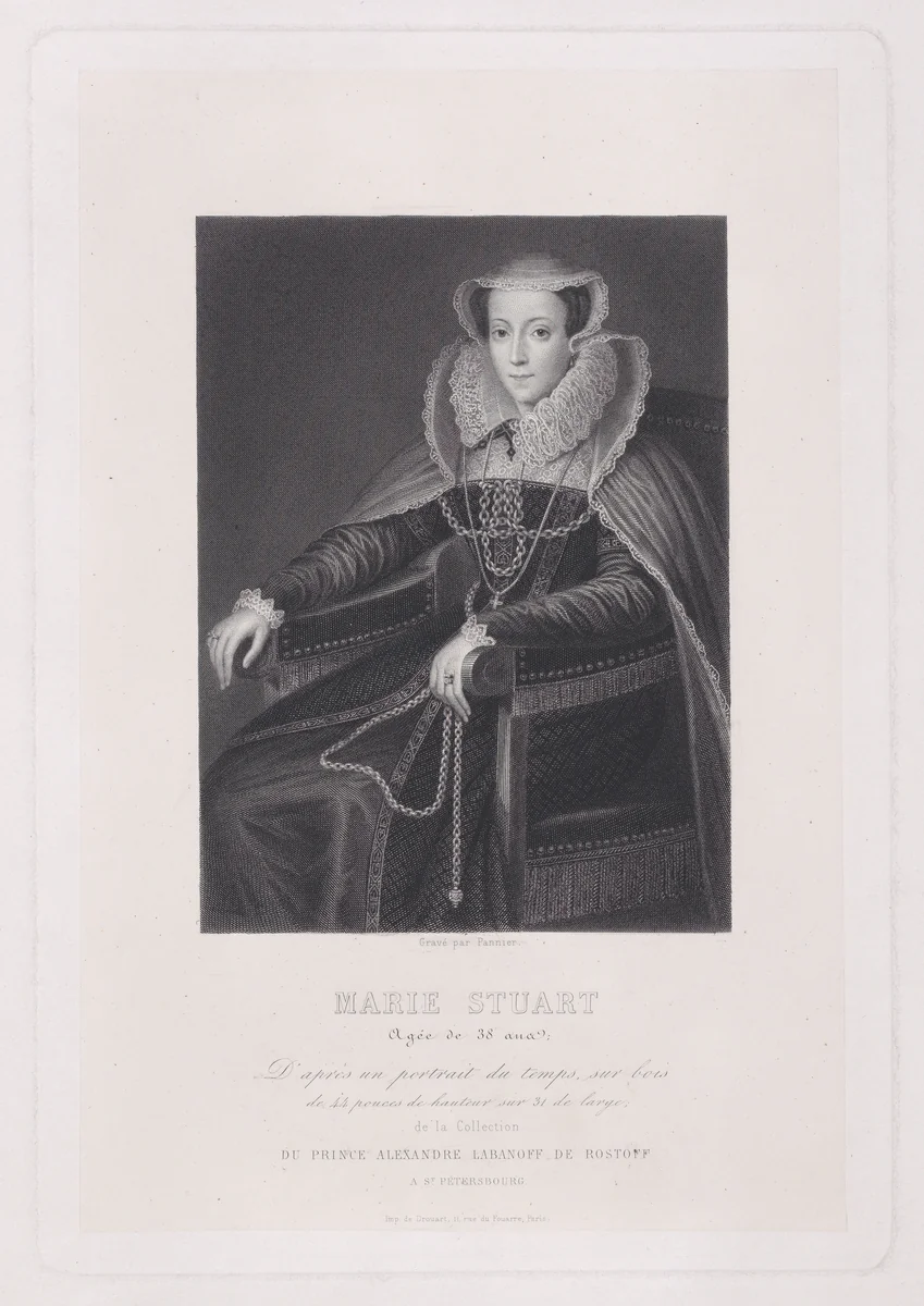 Mary, Queen of Scots by Jacques Etienne Pannier, print, 1856