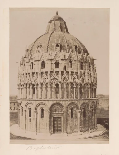 Gezicht op het Baptisterium te Pisa, Italië by anonymous, book, 1860-1880