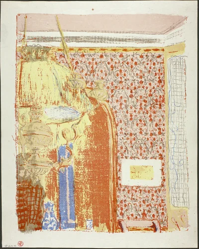 Interior with Pink Wallpaper II, plate six from Landscapes and Interiors by Edouard Vuillard, print, 1899