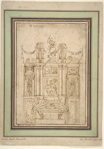 Architectural Study by Michelangelo Buonarroti, drawing, 1485-1994