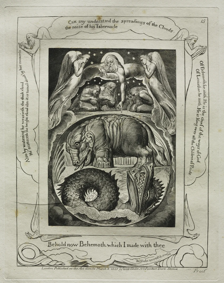The Book of Job: Pl. 15, Behold now Behemoth which I made with thee by William Blake, other, 1825
