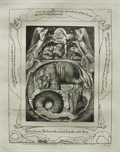 The Book of Job: Pl. 15, Behold now Behemoth which I made with thee by William Blake, other, 1825