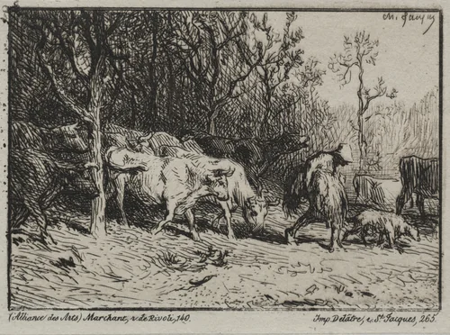 Cowherd by Charles-Émile Jacque, print, 1850-1860