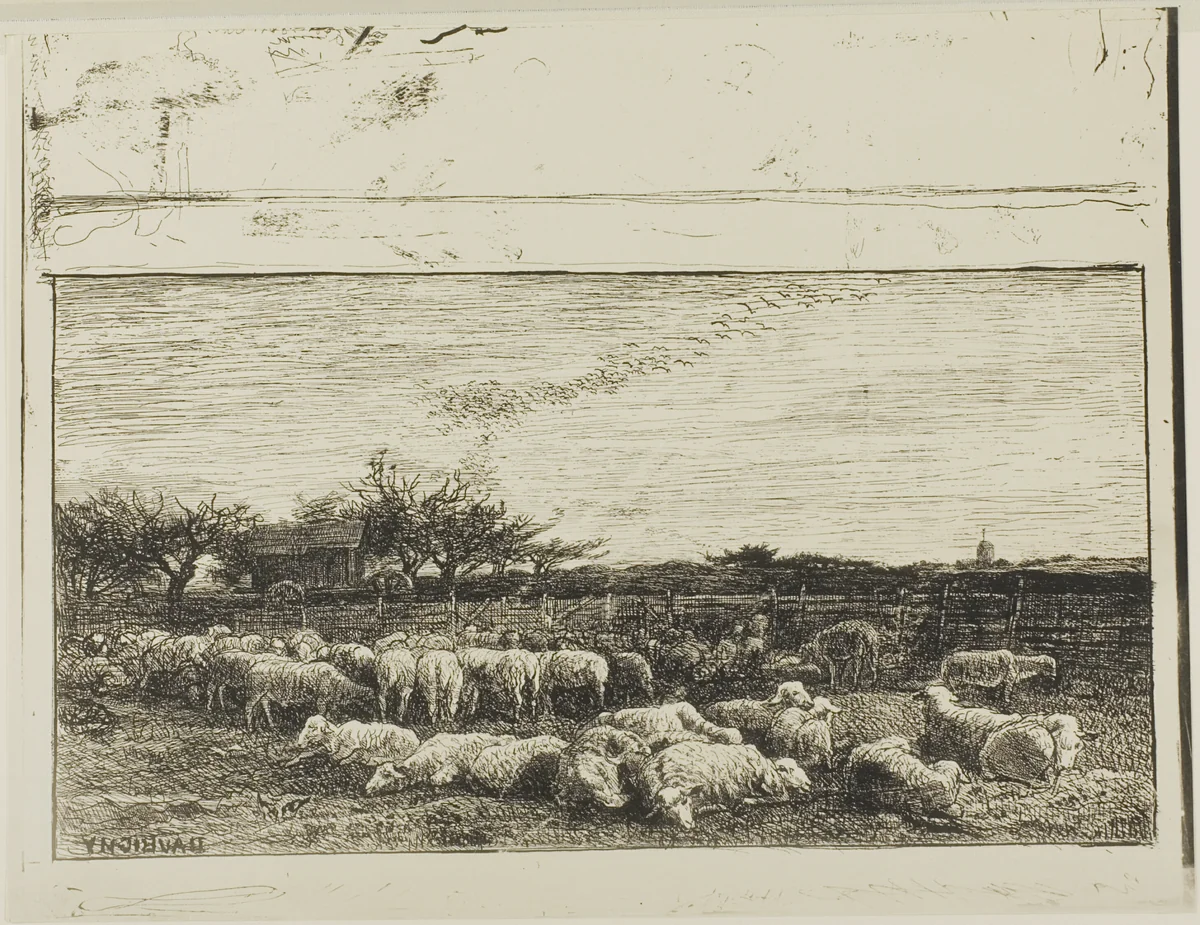The Large Sheepfold by Charles-François Daubigny, print, 1862