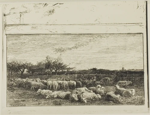 The Large Sheepfold by Charles-François Daubigny, print, 1862