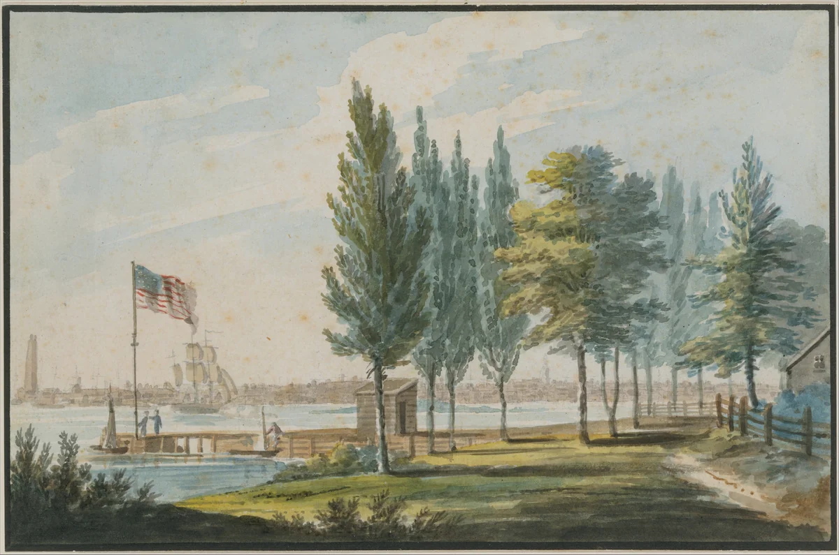 Philadelphia from across the Delaware River by Pavel Svinin, artwork, 1811-1816