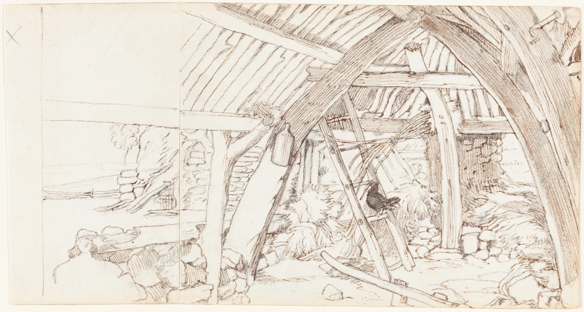 The Barn by Sir Edwin Landseer, drawing, 1802-1873