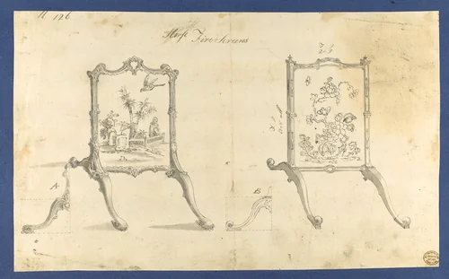 Horse Fire Screens, in Chippendale Drawings, Vol. I by Thomas Chippendale, drawing, 1754